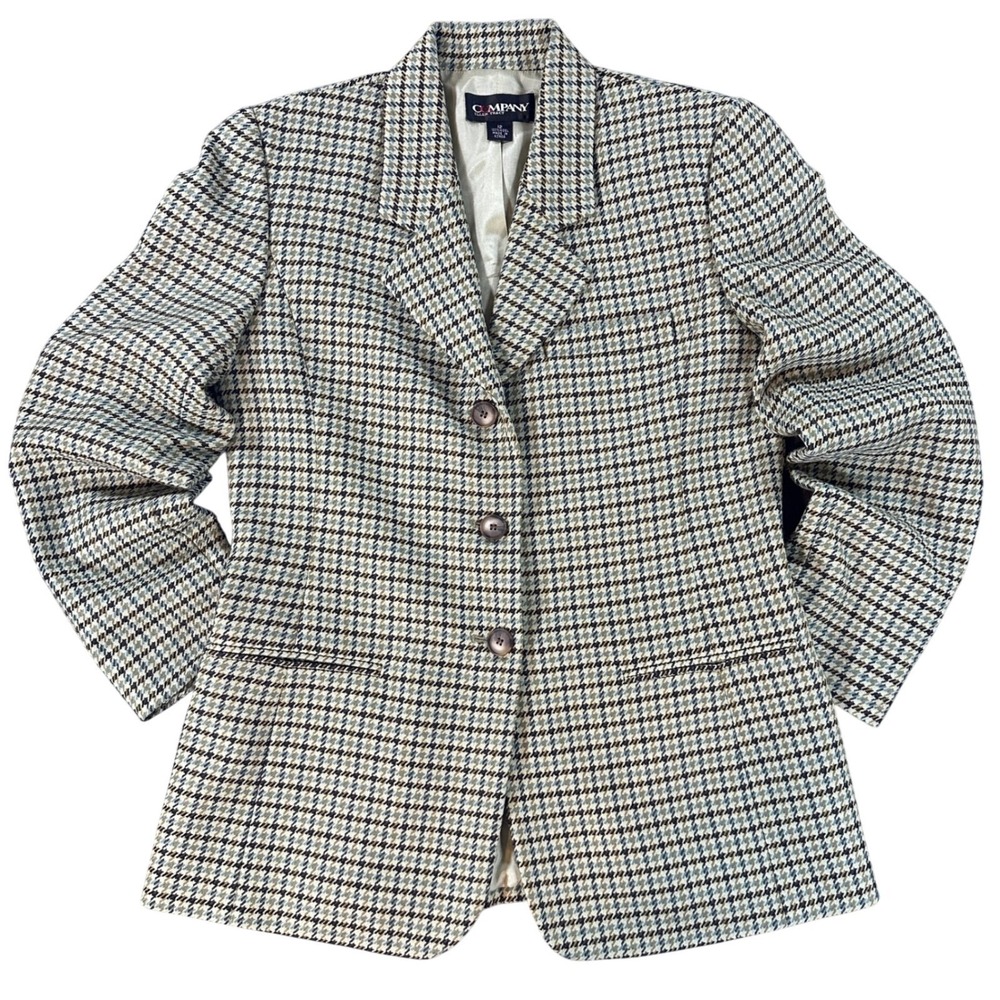 Vintage Wool Houndstooth Blazer Women's 12 Sage Jacket Company Ellen Tracy
